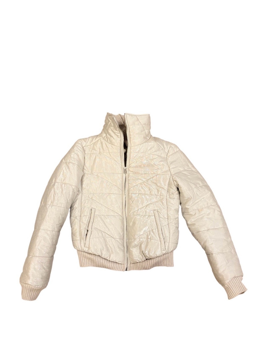 Women's Armani Exchange Quilted Puff Jacket in Cream